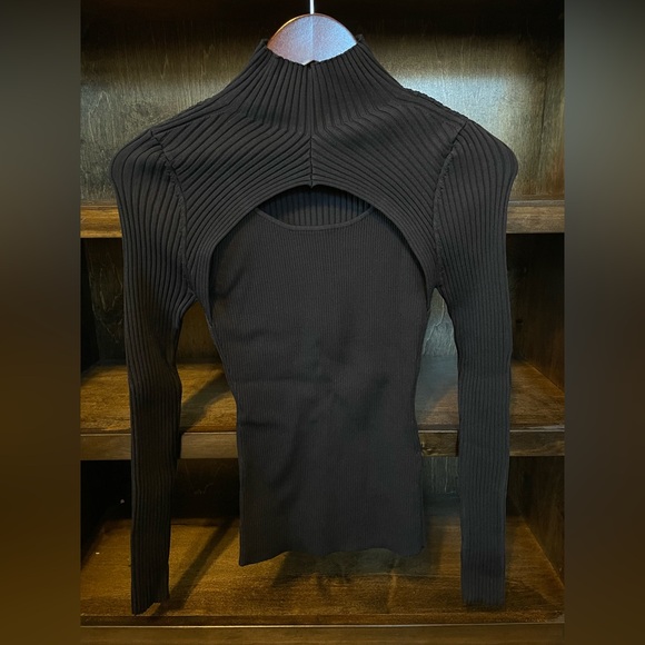 WHBM Black Ribbed Cutout Sweater - Picture 1 of 3